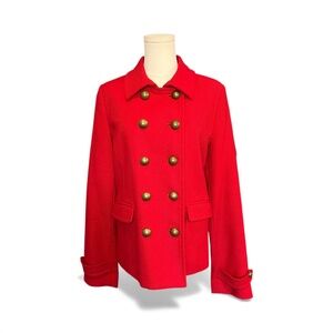🔴 EUC OLD NAVY Red Double-Breasted Wool-Blend Coat | Sz M